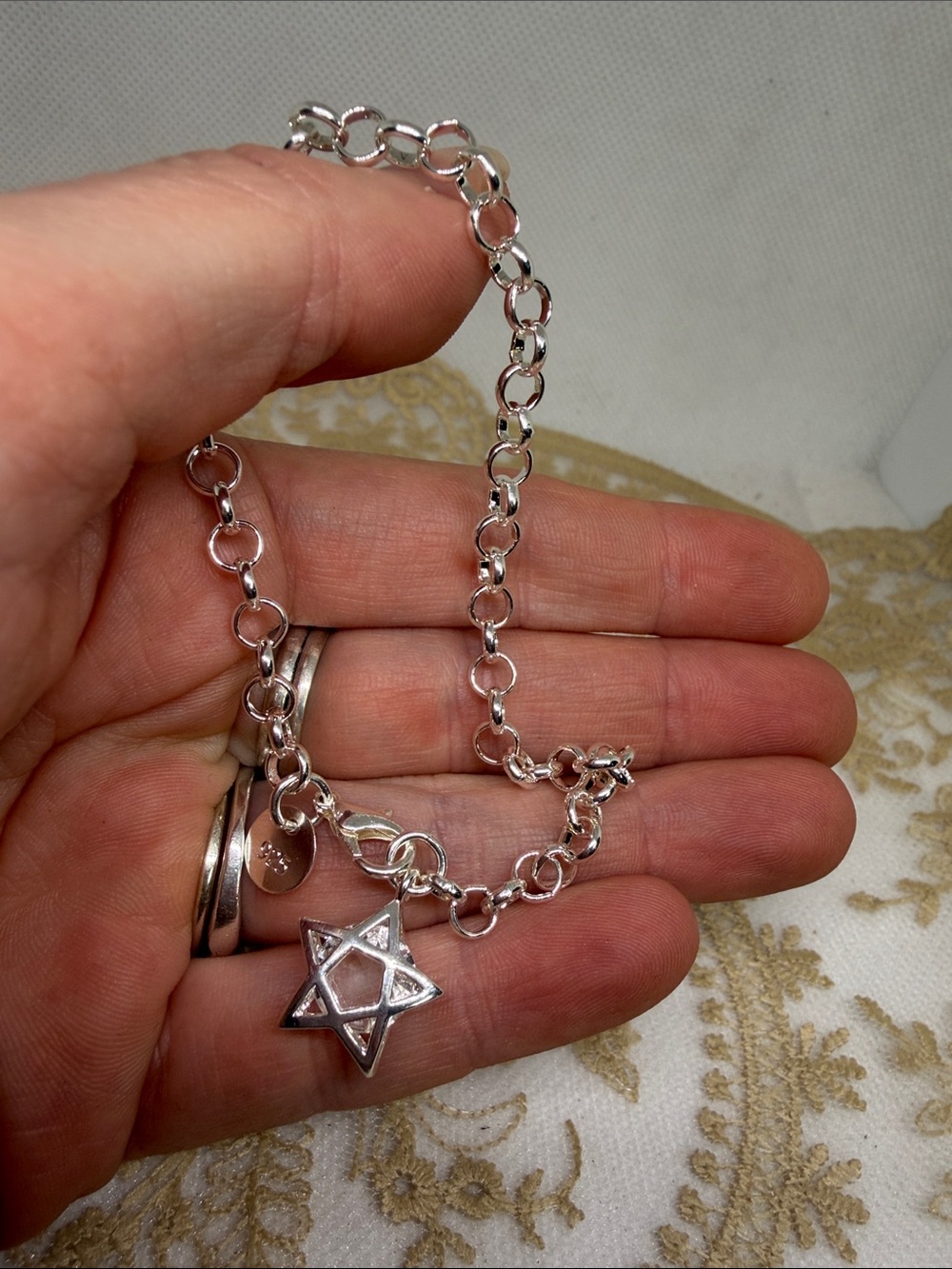 925 Floating CZ Star Charm Bracelet Celestial Whimsygoth Witchy Luxe
